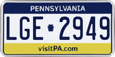 PA license plate LGE2949