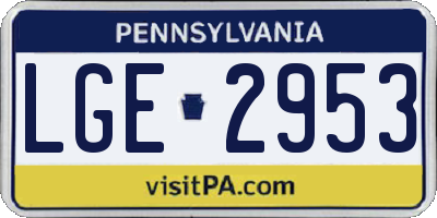 PA license plate LGE2953