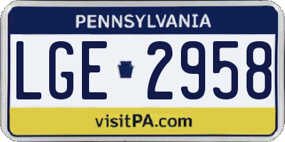PA license plate LGE2958