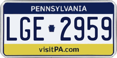 PA license plate LGE2959