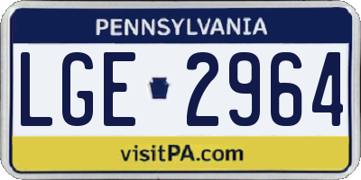 PA license plate LGE2964
