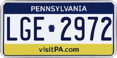 PA license plate LGE2972