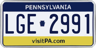 PA license plate LGE2991