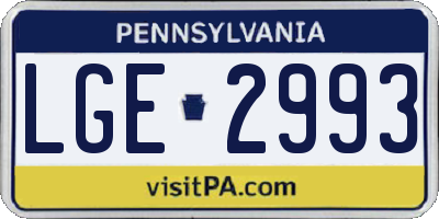 PA license plate LGE2993
