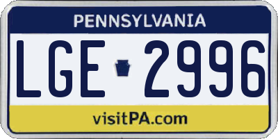 PA license plate LGE2996
