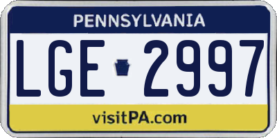 PA license plate LGE2997