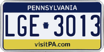 PA license plate LGE3013