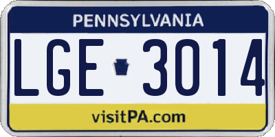 PA license plate LGE3014