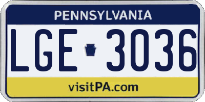 PA license plate LGE3036