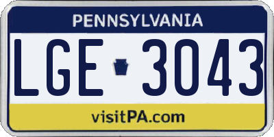 PA license plate LGE3043