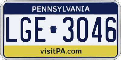 PA license plate LGE3046