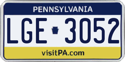 PA license plate LGE3052