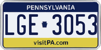 PA license plate LGE3053