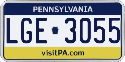 PA license plate LGE3055