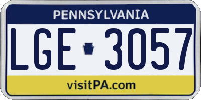 PA license plate LGE3057