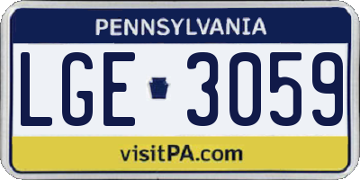 PA license plate LGE3059