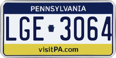PA license plate LGE3064