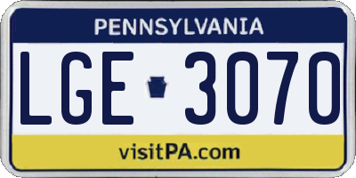 PA license plate LGE3070