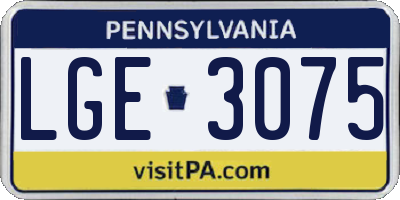 PA license plate LGE3075