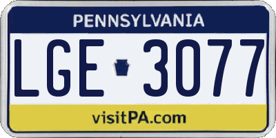 PA license plate LGE3077