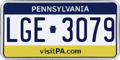 PA license plate LGE3079