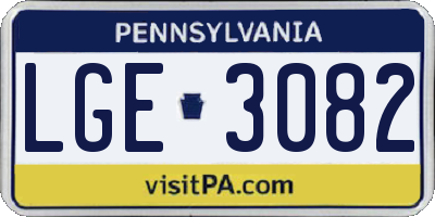 PA license plate LGE3082