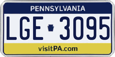 PA license plate LGE3095