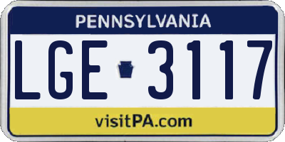 PA license plate LGE3117