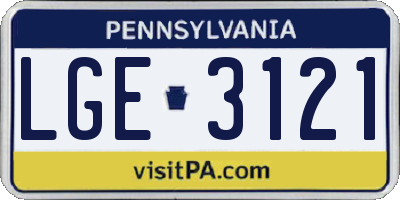 PA license plate LGE3121
