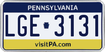 PA license plate LGE3131