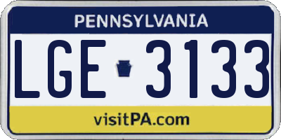 PA license plate LGE3133