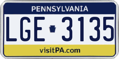 PA license plate LGE3135