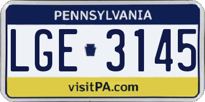 PA license plate LGE3145