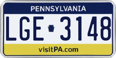 PA license plate LGE3148