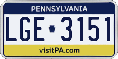 PA license plate LGE3151