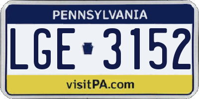 PA license plate LGE3152