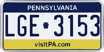 PA license plate LGE3153