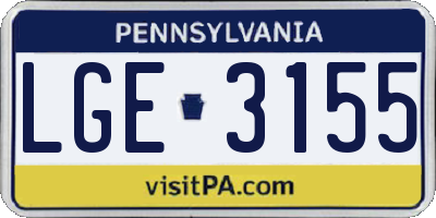 PA license plate LGE3155