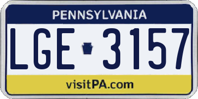 PA license plate LGE3157