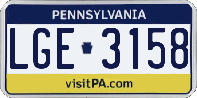 PA license plate LGE3158