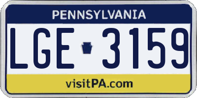 PA license plate LGE3159