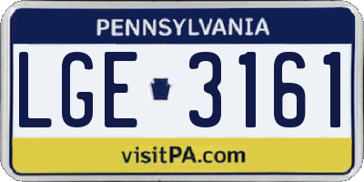 PA license plate LGE3161