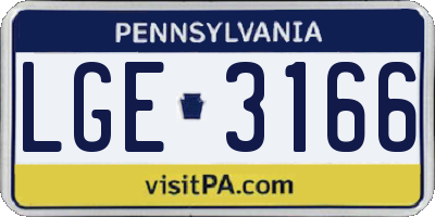 PA license plate LGE3166