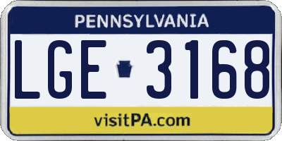 PA license plate LGE3168
