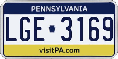 PA license plate LGE3169