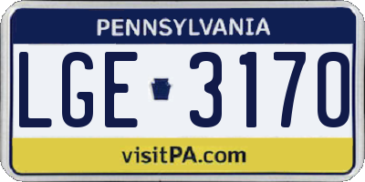 PA license plate LGE3170