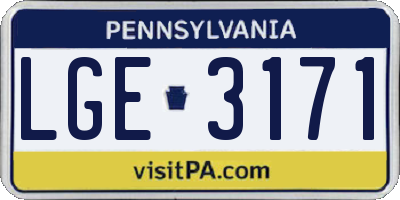 PA license plate LGE3171