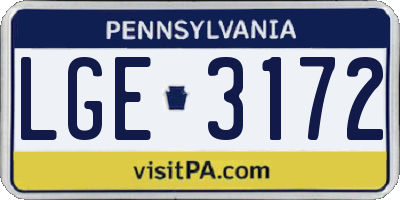 PA license plate LGE3172