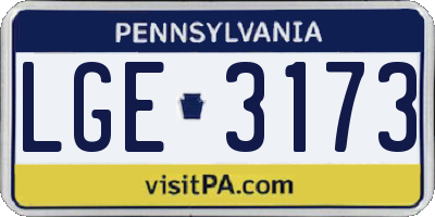PA license plate LGE3173