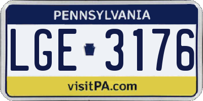 PA license plate LGE3176